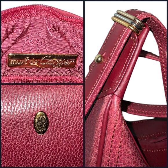 CARTIER Must De Vintage Bordeaux Pebbled Leather Crossbody Shoulder Bag - Picture 6 of 15